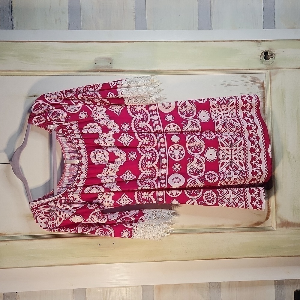 Voll Brand Bohemian Dress,sz S-M, stretchy, hippie, cottagecore,EUC